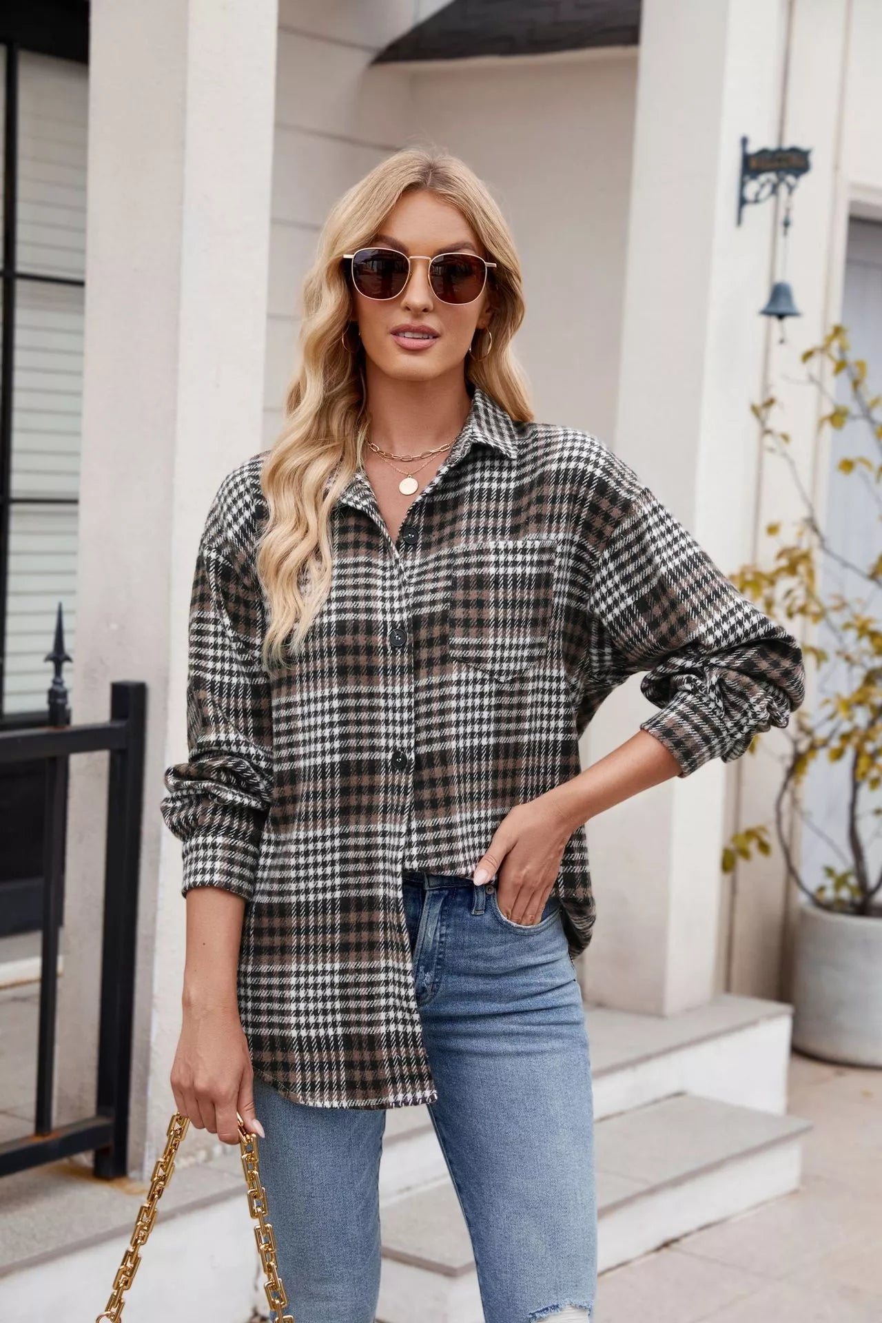 Casual Plaid Long Sleeve Shirt - Tigbul's Variety Fashion Shop