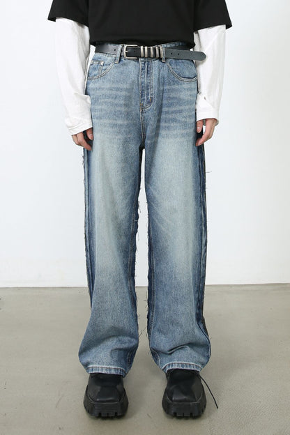 Men's Contrast Loose Fit Jeans - Tigbul's Variety Fashion Shop