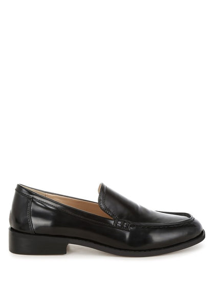 Corleone Pleather Stacked Heel Loafers - Tigbul's Variety Fashion Shop