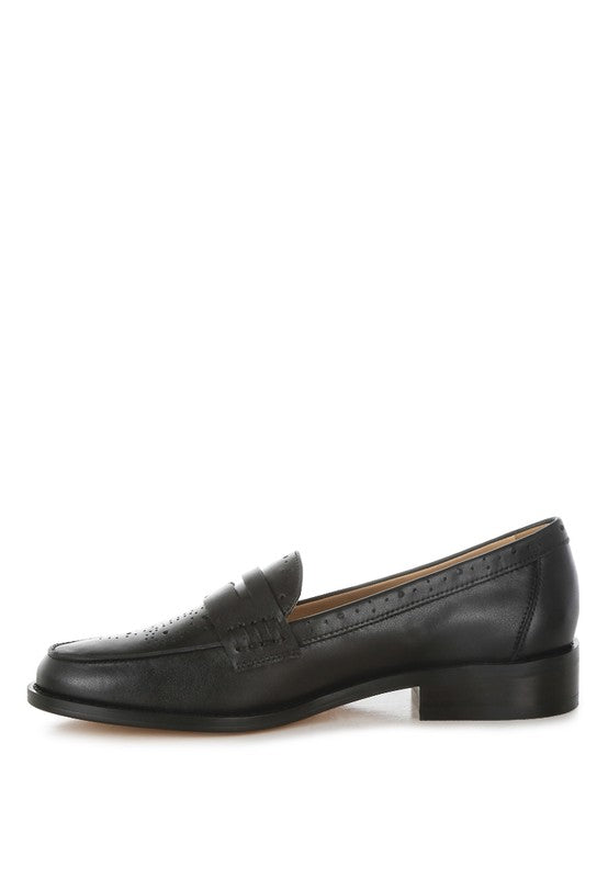 Clotilda Perforated Low Heel Loafers - Tigbul's Variety Fashion Shop