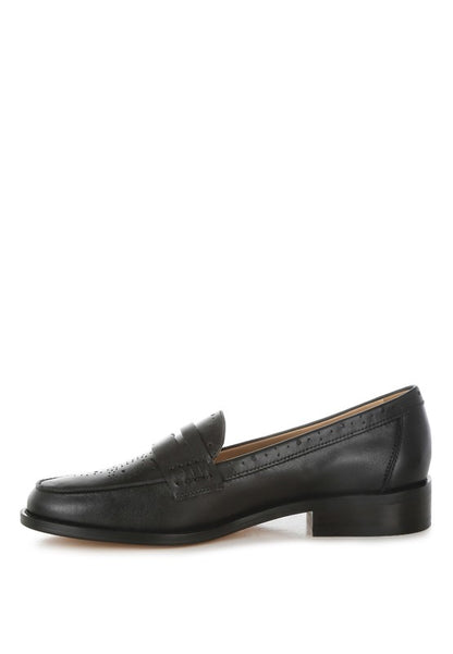 Clotilda Perforated Low Heel Loafers - Tigbul's Variety Fashion Shop