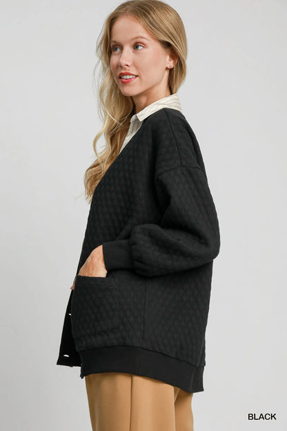 Umgee Button-Up Jacquard Cardigan - Tigbul's Variety Fashion Shop