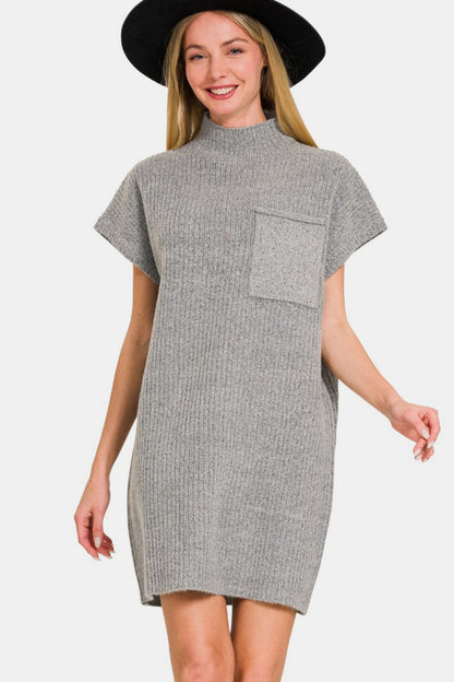 Zenana Short Sleeve Sweater Mini Dress - Tigbul's Variety Fashion Shop