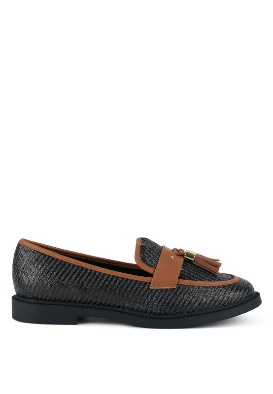 Foxford Tassle Detail Raffia Loafers - Tigbuls Variety Fashion