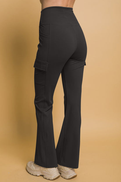 Black Flared Cargo Leggings