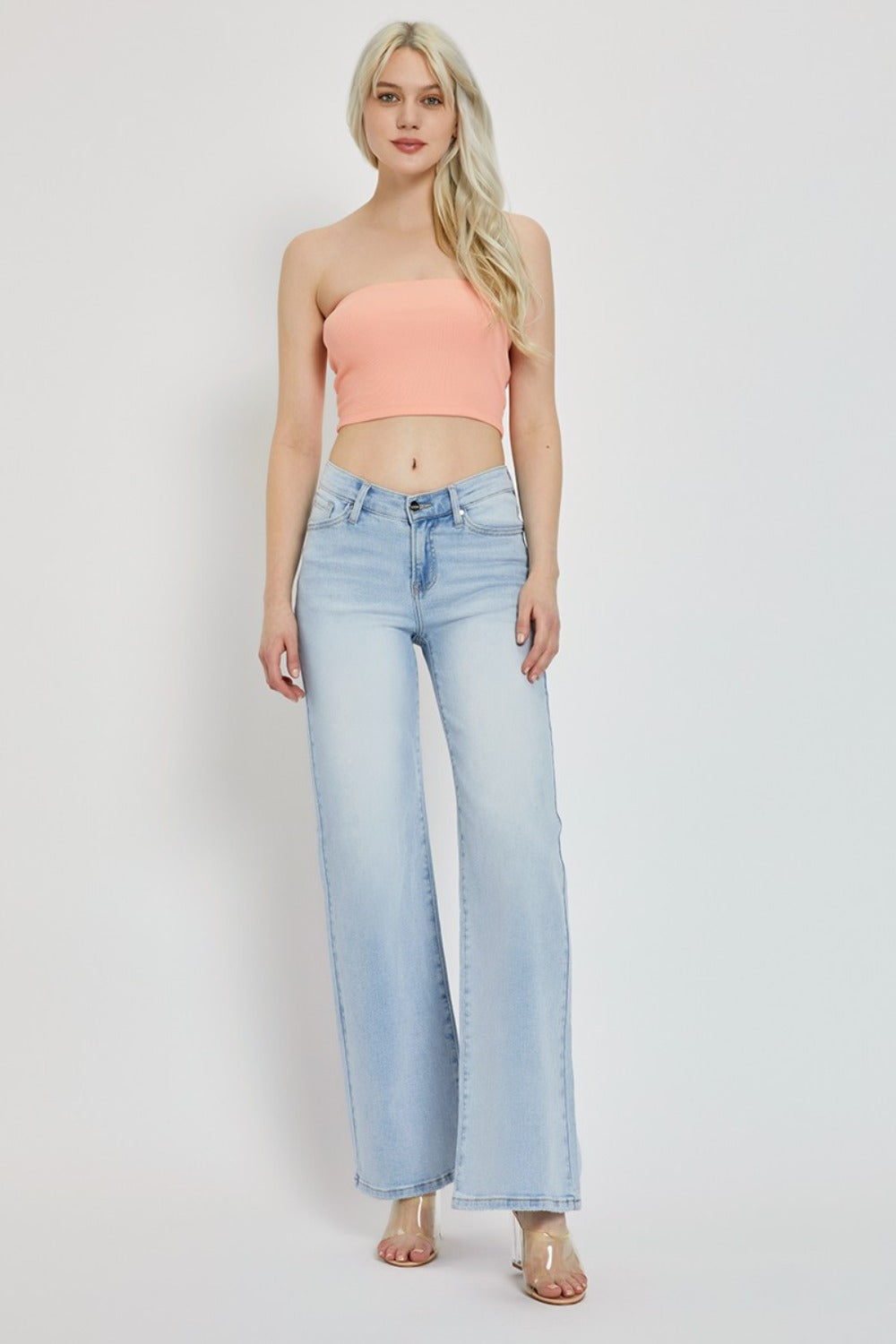 RISEN Full Size Wide Leg V Dipped Front Waist Jeans - Tigbul's Variety Fashion Shop