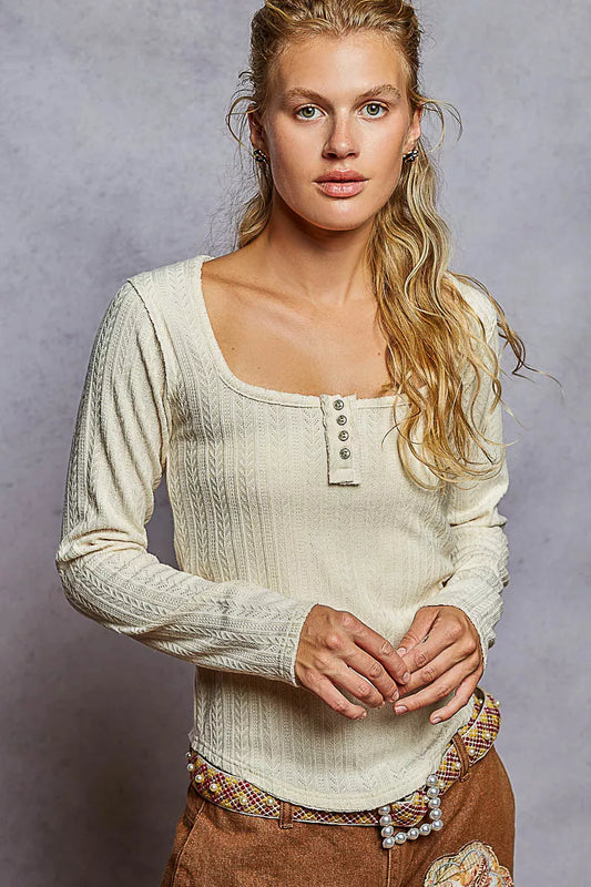 POL Square Neck Cropped Knit Top with Curved Hem - Tigbul's Variety Fashion Shop