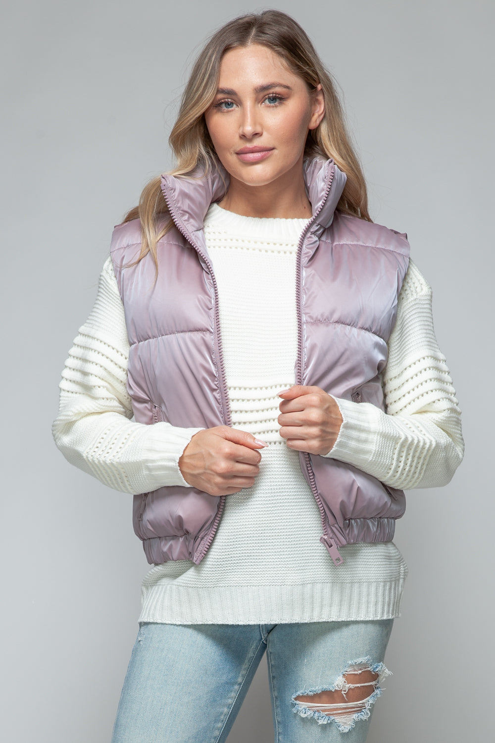 Dark Rose Fine Faux Fur Lining Quilted Vest - Tigbul's Variety Fashion Shop