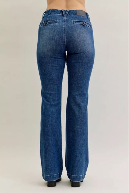 Judy Blue Full Size Mid Rise Bootcut Jeans with Welt Pockets Plus Size - Tigbul's Variety Fashion Shop