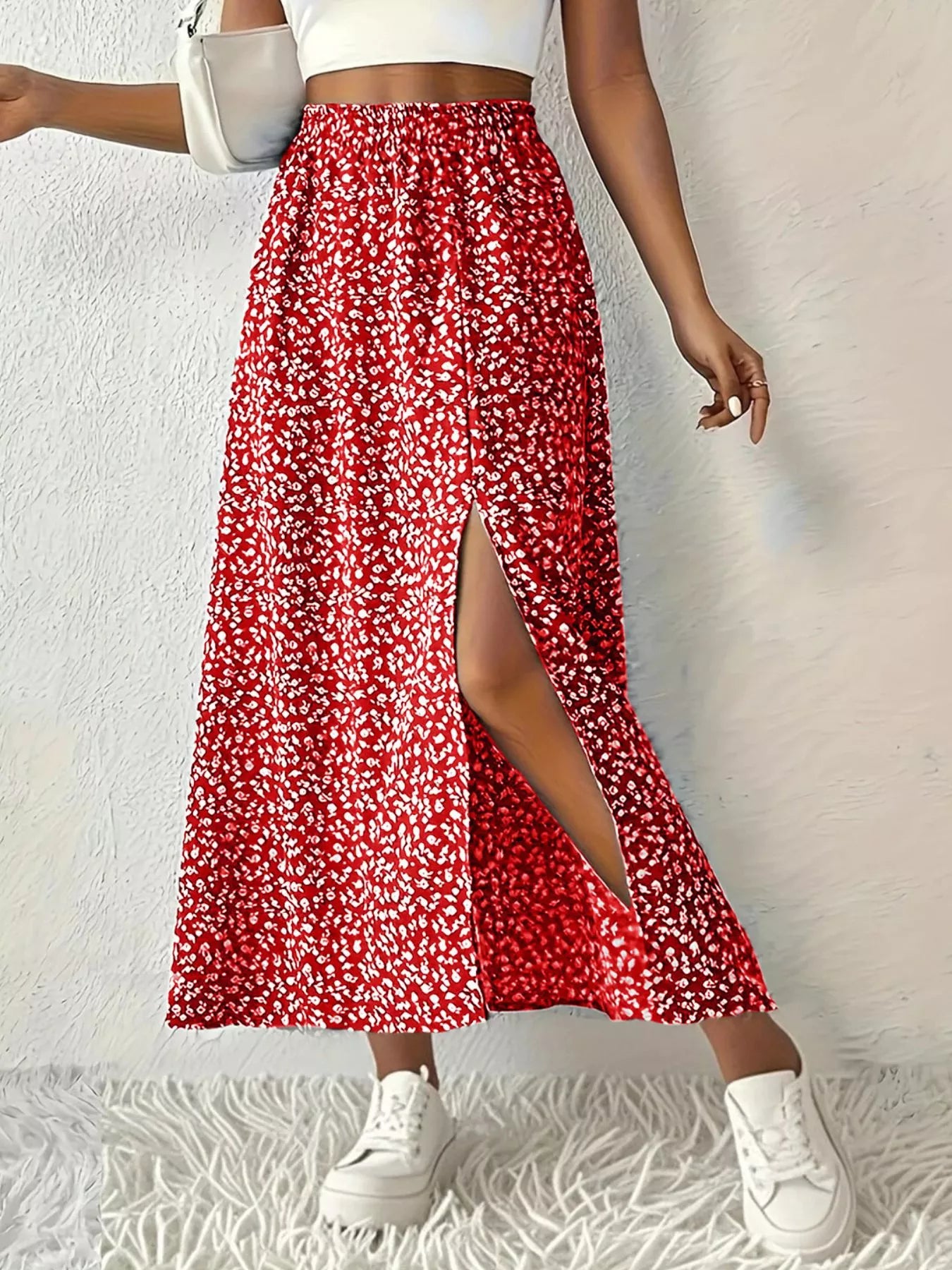 Slit Printed Skirt - Tigbul's Variety Fashion Shop