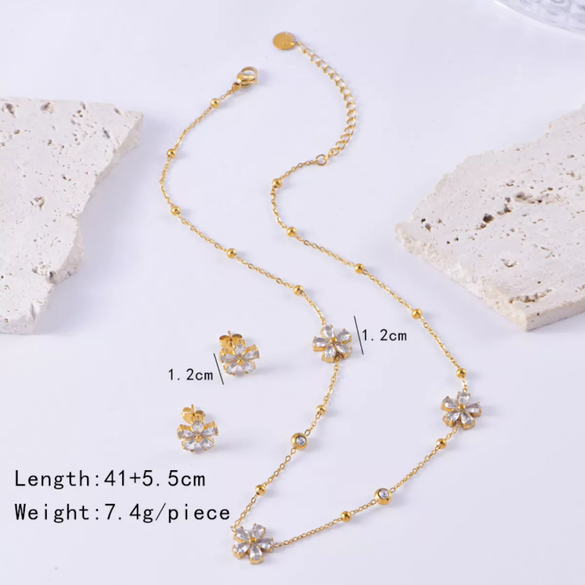18K Gold-Plated Flower Jewelry Set - Tigbul's Variety Fashion Shop