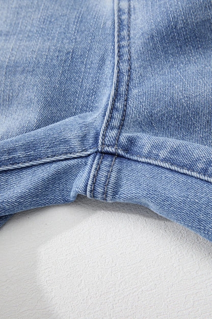 Mineral Wash Raw Hem High Waist Flared Jeans - Tigbul's Variety Fashion Shop