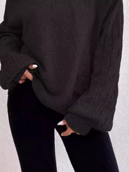 Cold Shoulder Turtleneck Sweater - Tigbul's Variety Fashion Shop