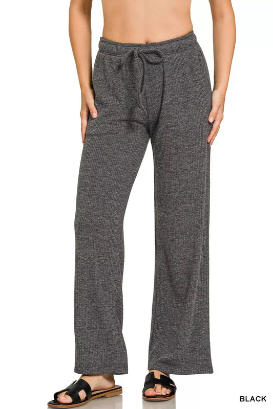 Zenana Ribbed Drawstring Lounge Pants - Tigbul's Variety Fashion Shop