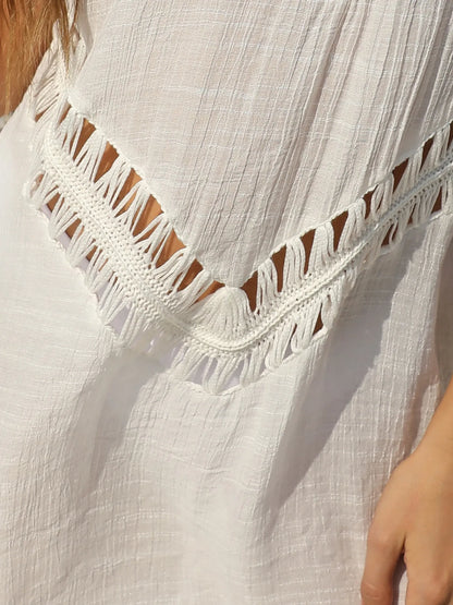Crochet Detail Beach Cover Up Dress - Tigbul's Variety Fashion Shop