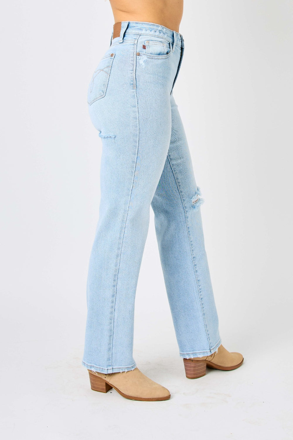 Judy Blue Full Size High Waist Distressed Straight Jeans - Tigbuls Variety Fashion