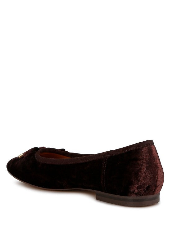 Buckrose Velvet Bow Ballerinas - Tigbul's Variety Fashion Shop