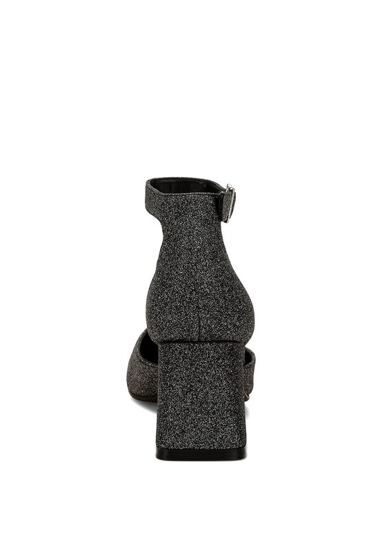 Taznia Glitter Block Heel Sandals - Tigbul's Variety Fashion Shop
