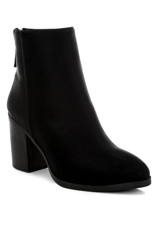 Veyara Lycra Block Heel Ankle Boots - Tigbul's Variety Fashion Shop