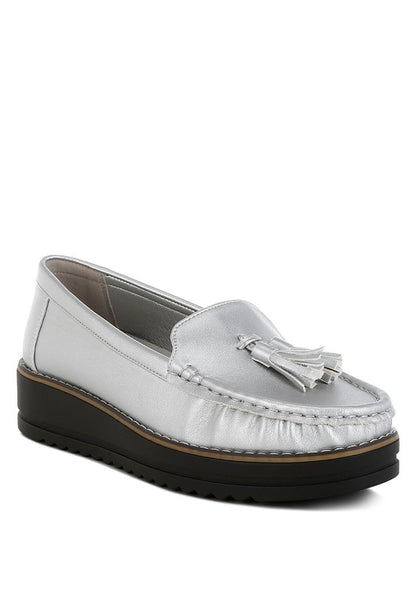 Larana Metallic Tassel Detail Loafers - Tigbul's Variety Fashion Shop