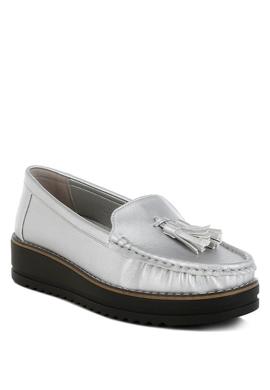 Larana Metallic Tassel Detail Loafers - Tigbul's Variety Fashion Shop