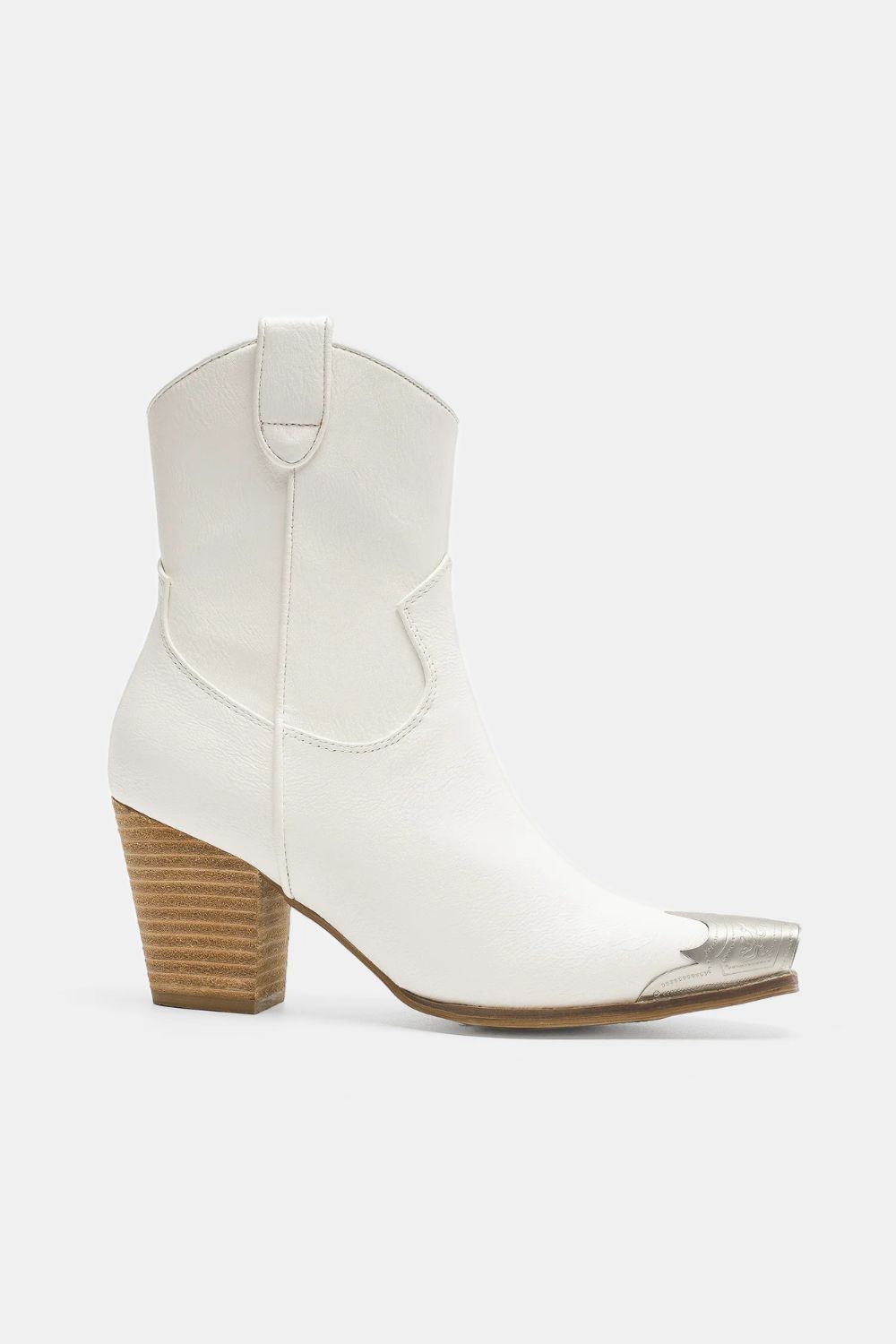 Faux Leather Block Heel Boots with Side Zippers, White - Tigbul's Variety Fashion Shop