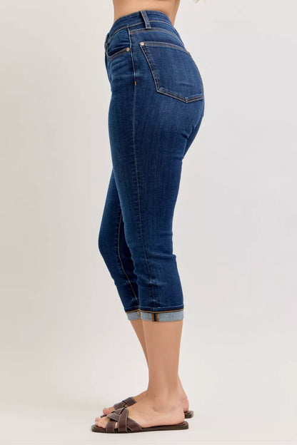 Judy Blue High Waist Capri Jeans with Single Cuff - Tigbul's Variety Fashion Shop
