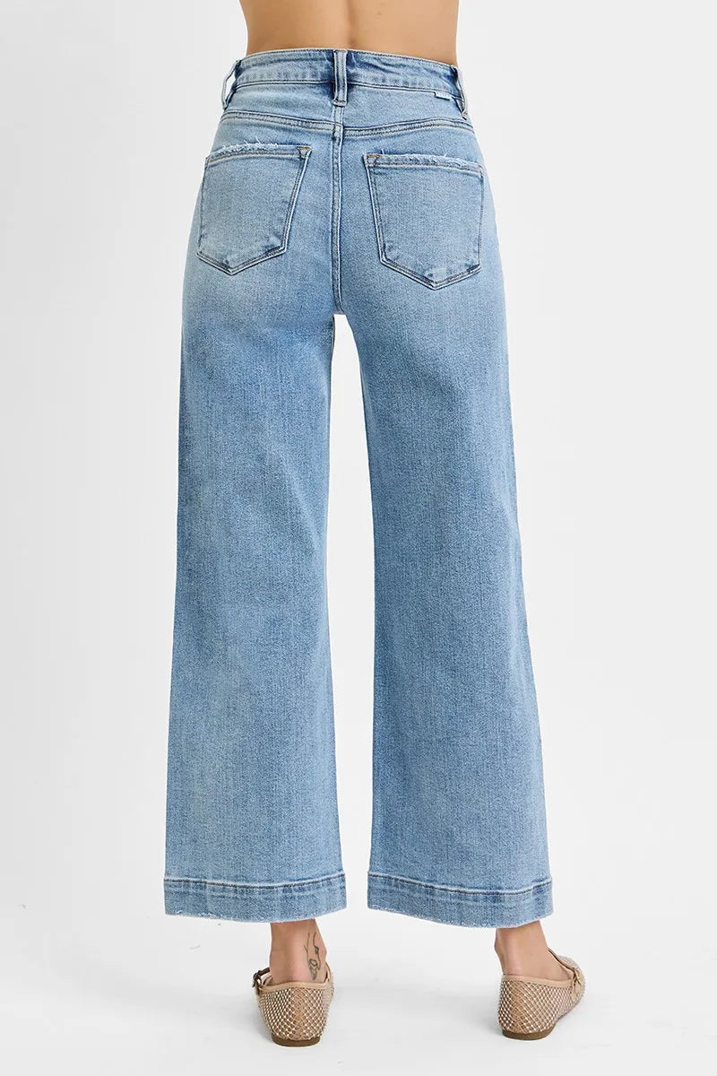 RISEN Full Size High Rise Crop Wide Leg Jeans Plus Size - Tigbul's Variety Fashion Shop