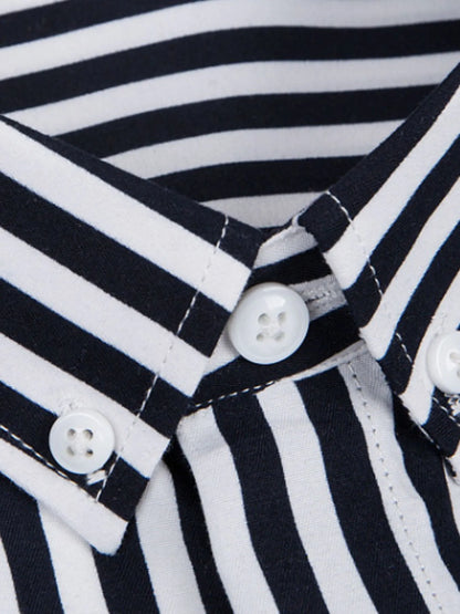 Men's Plus Size Striped Button Up Long Sleeve Shirt - Tigbul's Variety Fashion Shop
