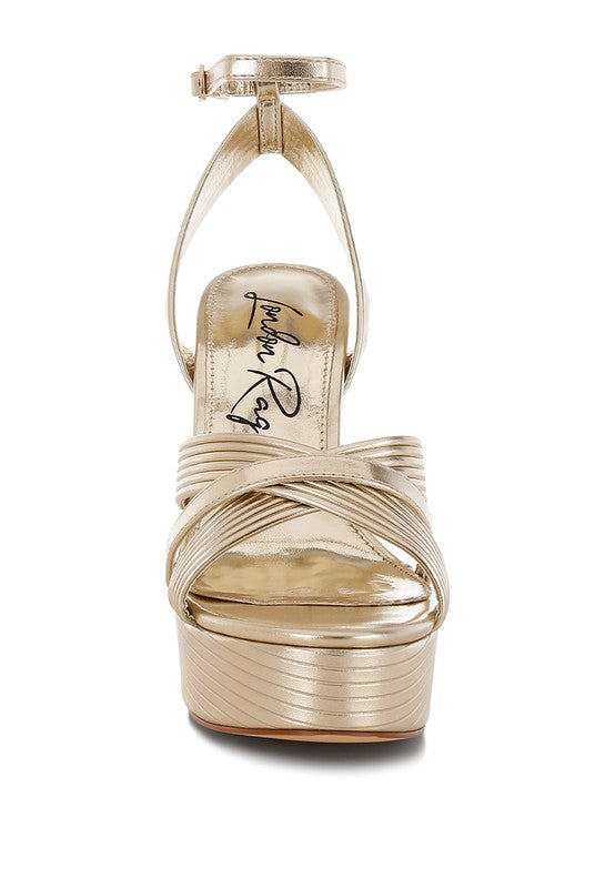 Socialite Metallic Ankle Strap Heel Sandals - Tigbul's Variety Fashion Shop