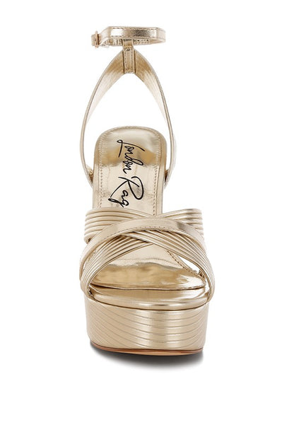 Socialite Metallic Ankle Strap Heel Sandals - Tigbul's Variety Fashion Shop