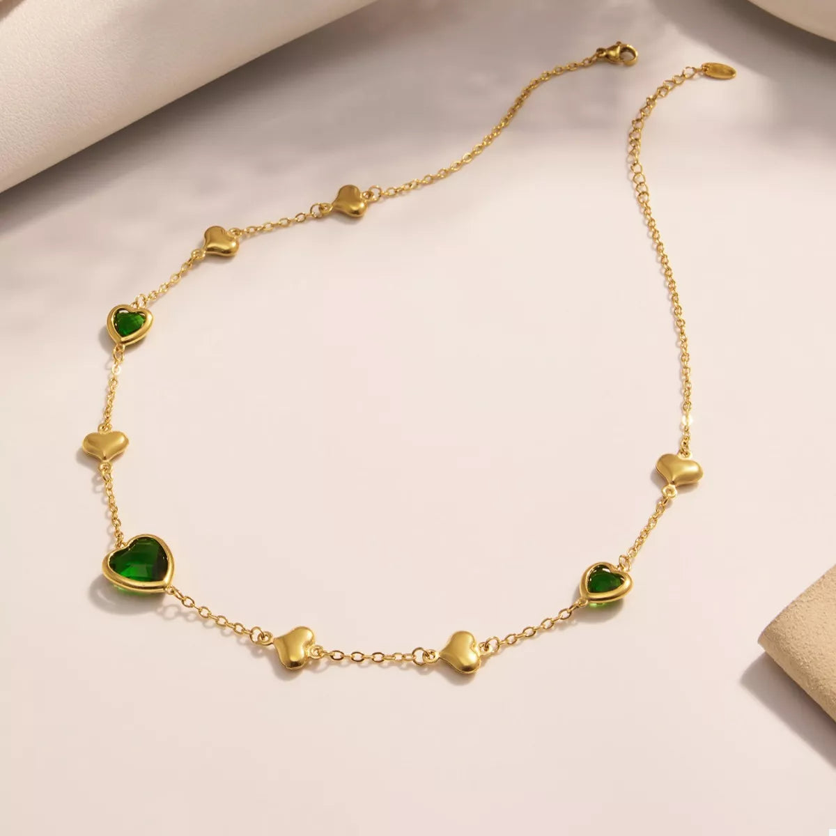 18K Gold-Plated Heart Necklace with Glass Stone - Tigbul's Variety Fashion Shop