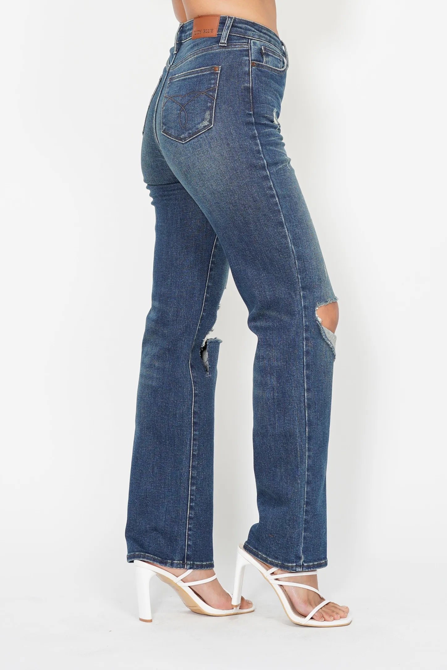 Judy Blue Full Size Hw Ripped Knee Dad Jeans Plus Size - Tigbul's Variety Fashion Shop