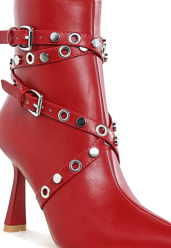 Jaunts Eyelets & Studs Harness Ankle Boots - Tigbul's Variety Fashion Shop