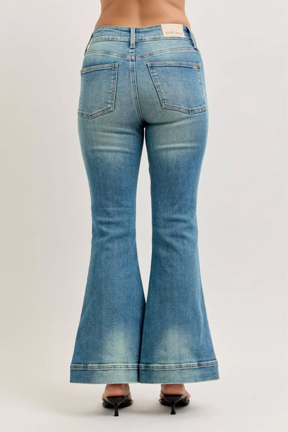 Judy Blue High Waist Vintage Wash Flare Jeans - Tigbul's Variety Fashion Shop