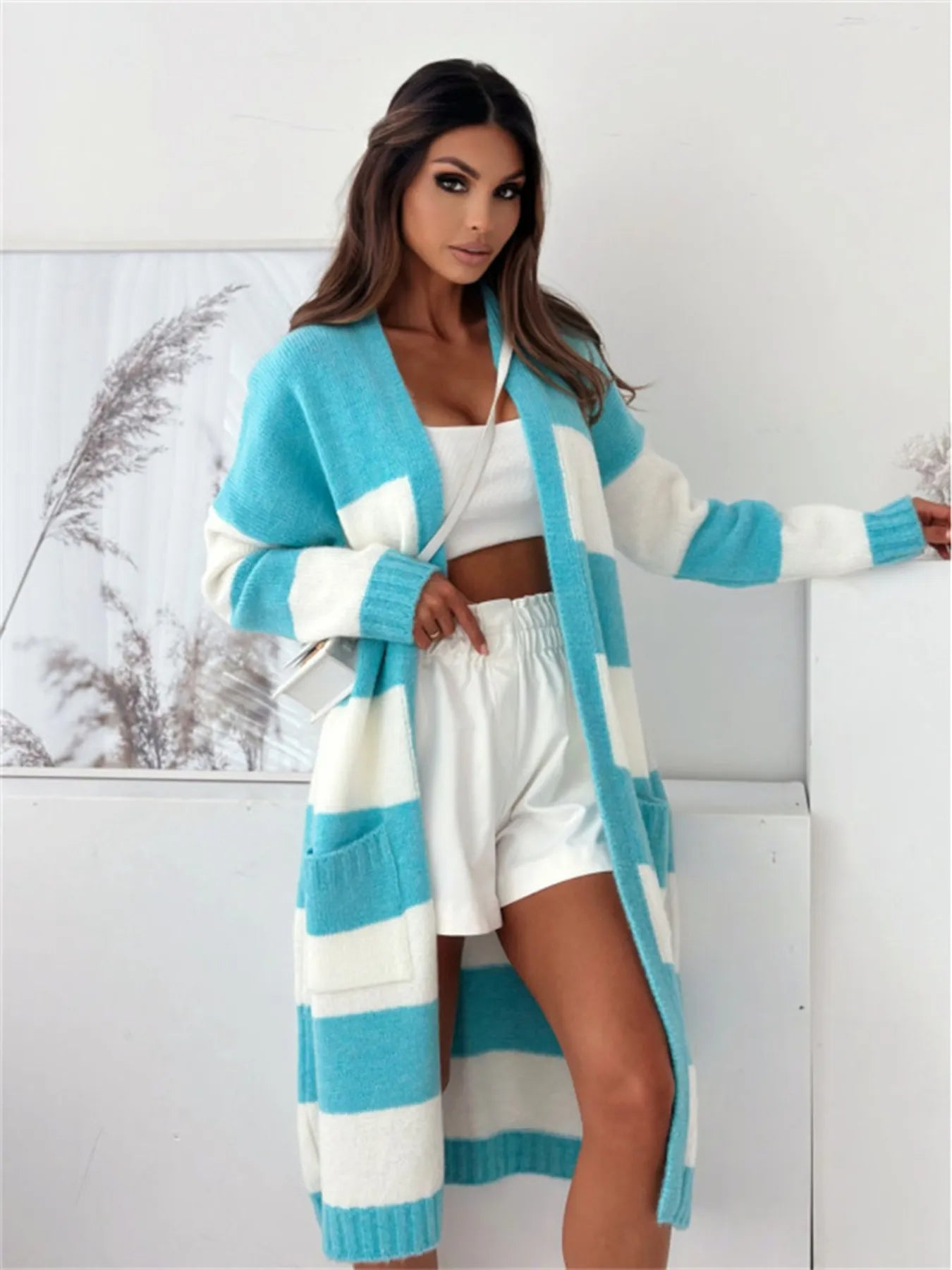 Color Block Open Front Cardigan - Tigbul's Variety Fashion Shop