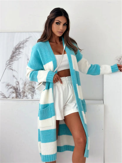 Color Block Open Front Cardigan - Tigbul's Variety Fashion Shop