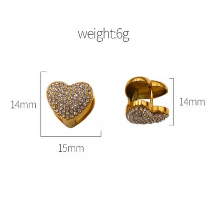 Gold Color Heart-Shaped Stud Earrings | Tigbuls Variety Fashion