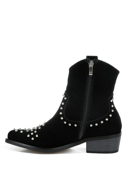 Hira Studs Embellished Cowboy Boots - Tigbul's Variety Fashion Shop