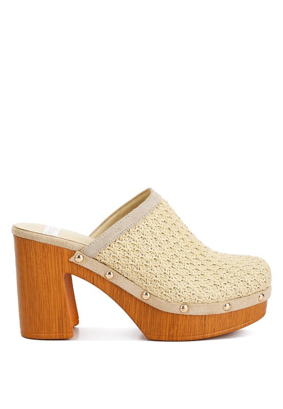 Jeydena Raffia Platform Clogs - Tigbuls Variety Fashion