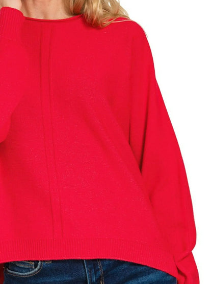 Zenana Viscose Front Seam Round-Neck Sweater - Tigbul's Variety Fashion Shop