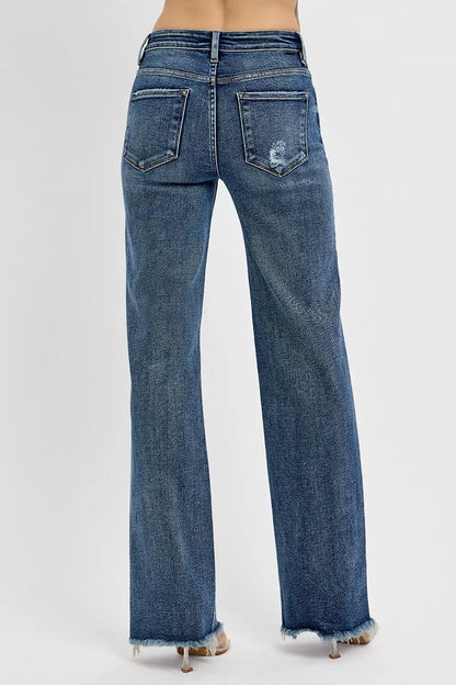 RISEN Full Size Tummy Control High Rise Long Straight Jeans Plus Size - Tigbul's Variety Fashion Shop