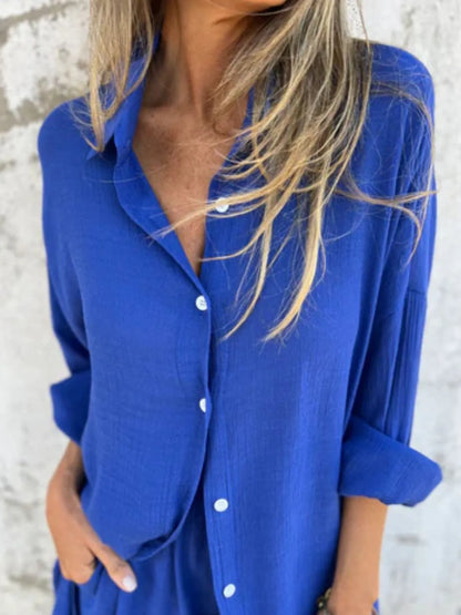 Pocketed Collared Neck Shirt and Shorts Set - Tigbul's Variety Fashion Shop