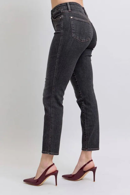 Judy Blue Full Size Midi Rise Tummy Control Slim Jeans Plus Size - Tigbul's Variety Fashion Shop