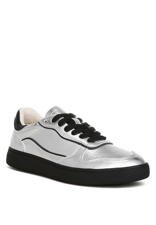 Kyniska Metallic Faux Leather Everyday Sneakers - Tigbul's Variety Fashion Shop