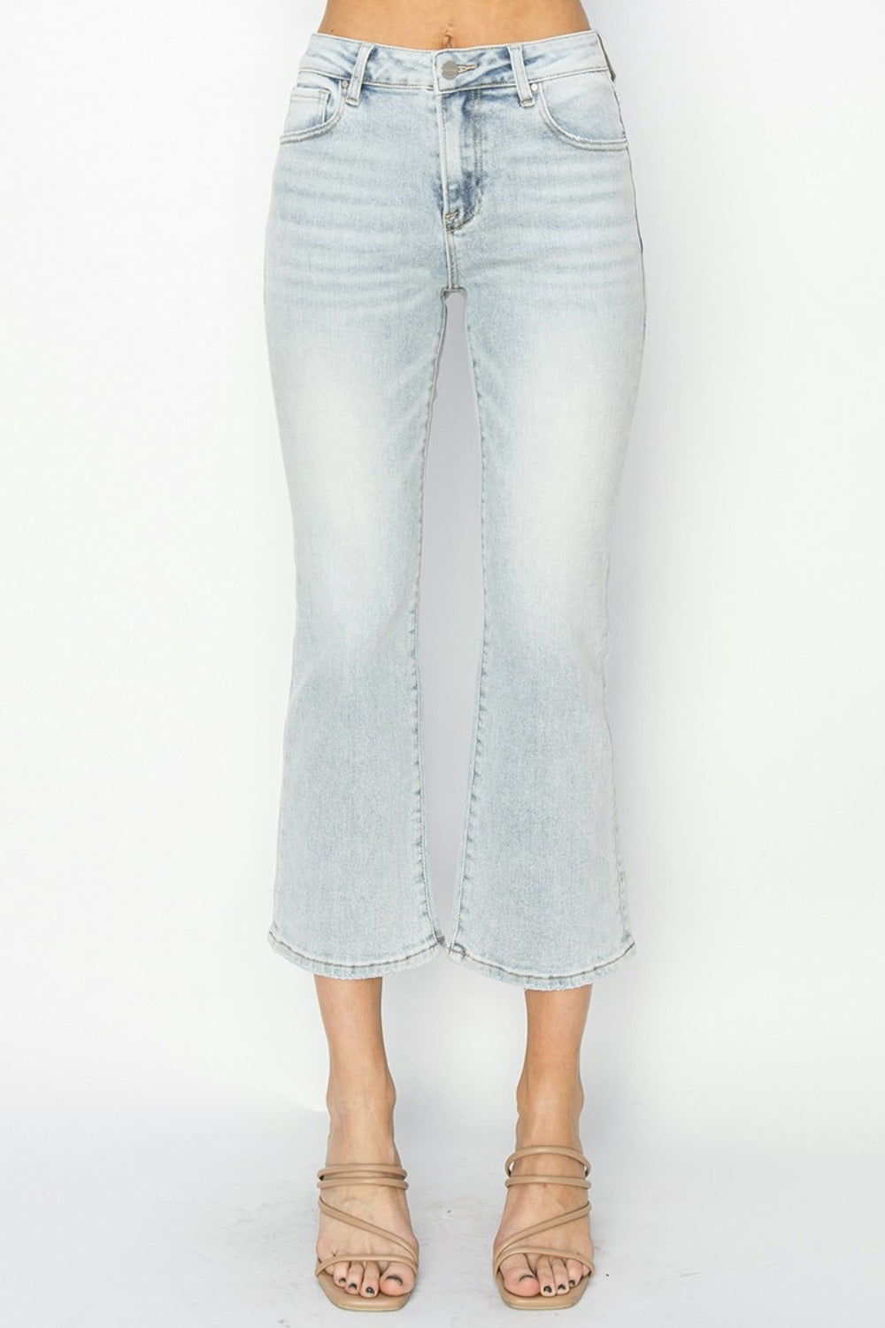 RISEN Full Size Mid Rise Cropped Flare Jeans - Tigbul's Variety Fashion Shop