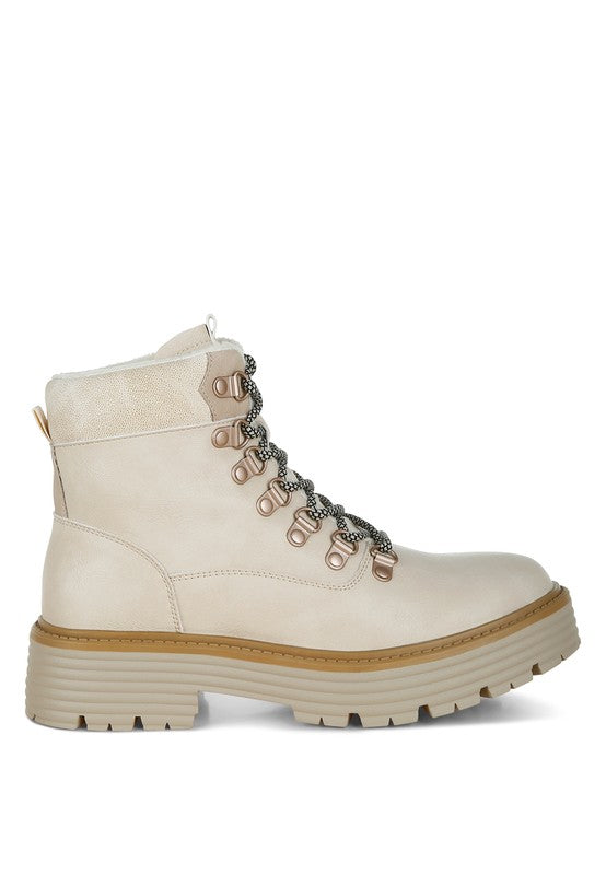 Boskoff Lace-Up Chunky Warm Ankle Boots - Tigbul's Variety Fashion Shop