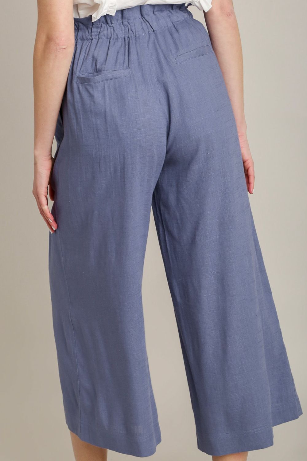Umgee Full Size Linen Wide Fit Pants with Drawstring Plus Size - Tigbul's Variety Fashion Shop