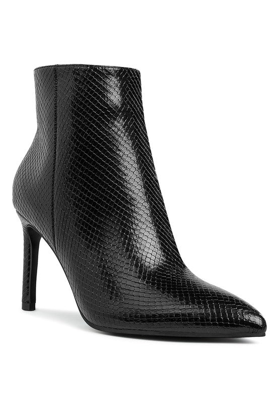 Tatria Textured Stiletto Heel Ankle Boots - Tigbul's Variety Fashion Shop