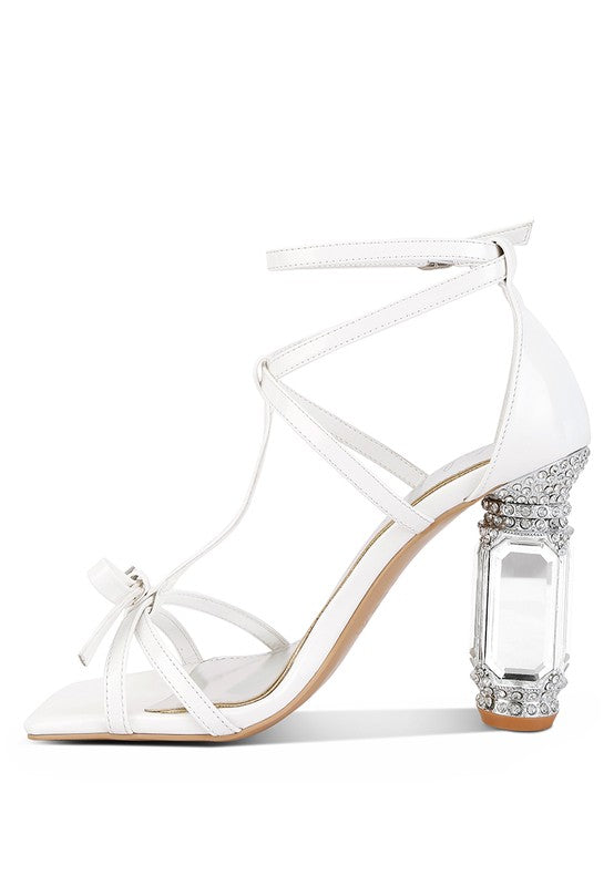 Affluence T Strap Stone Encrusted Heeled Sandal - Tigbul's Variety Fashion Shop